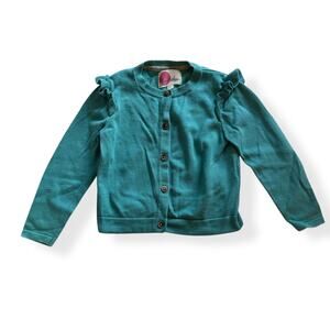 Mini Boden blue ruffle cardigan